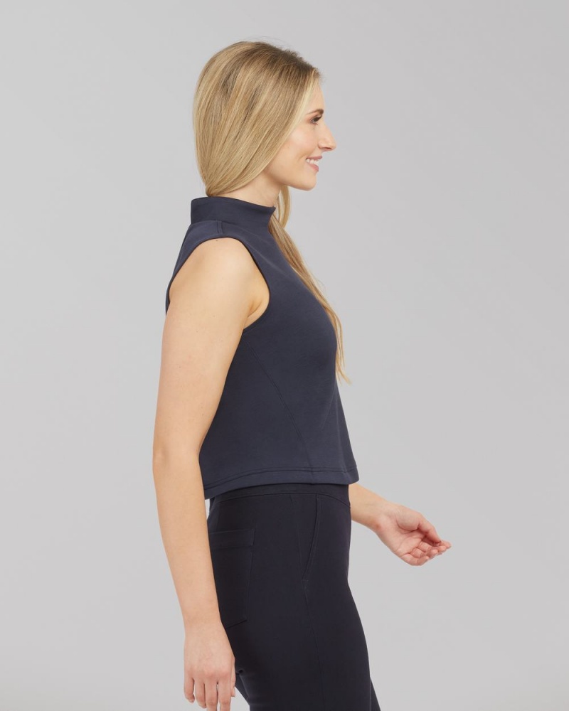 Spanx AirEssentials Mock Neck Tops Navy | 93518-JILO