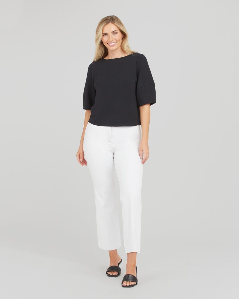 Spanx AirEssentials Puff Sleeve ‘At-the-Hip’ Tops Black | 16439-UWBG