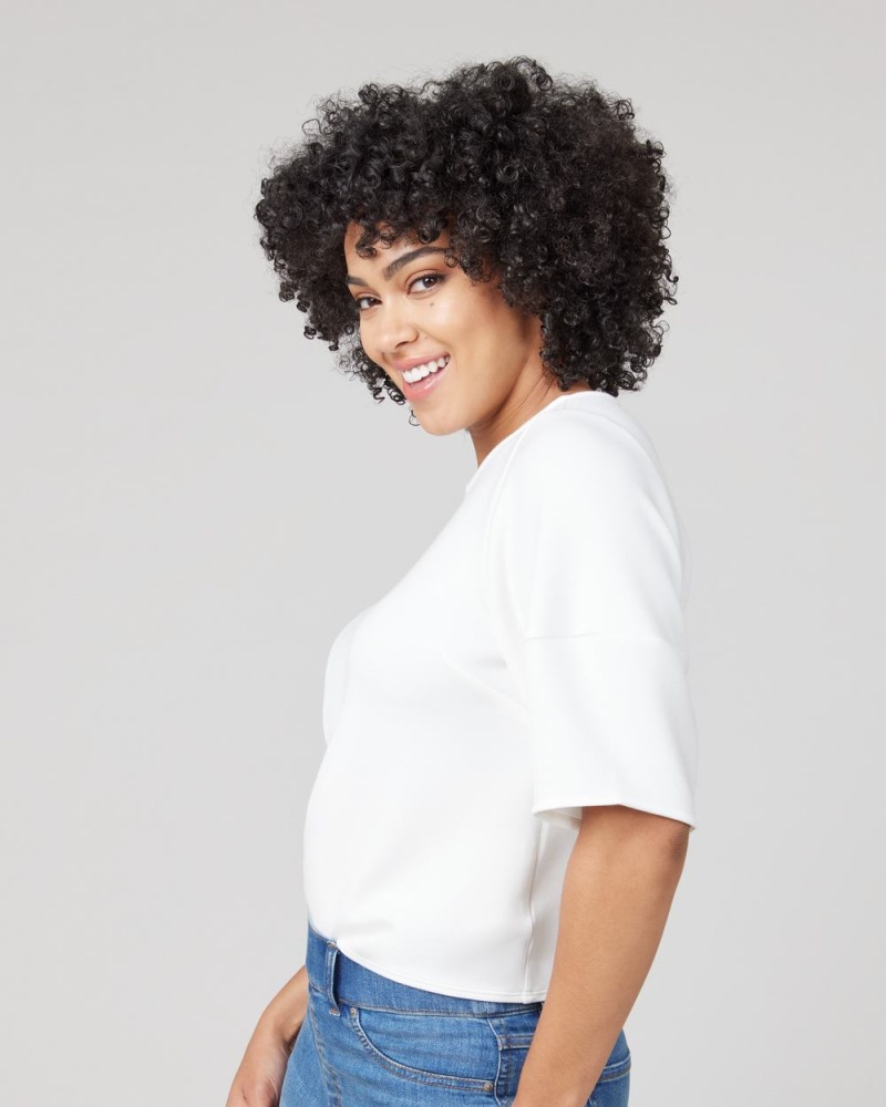 Spanx AirEssentials Puff Sleeve ‘At-the-Hip’ Tops White | 61584-PCET