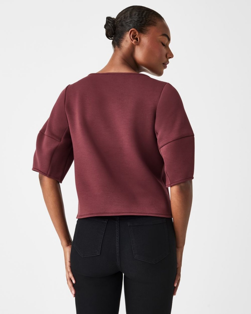 Spanx AirEssentials Puff Sleeve ‘At-the-Hip’ Tops Brown | 13678-FMJZ