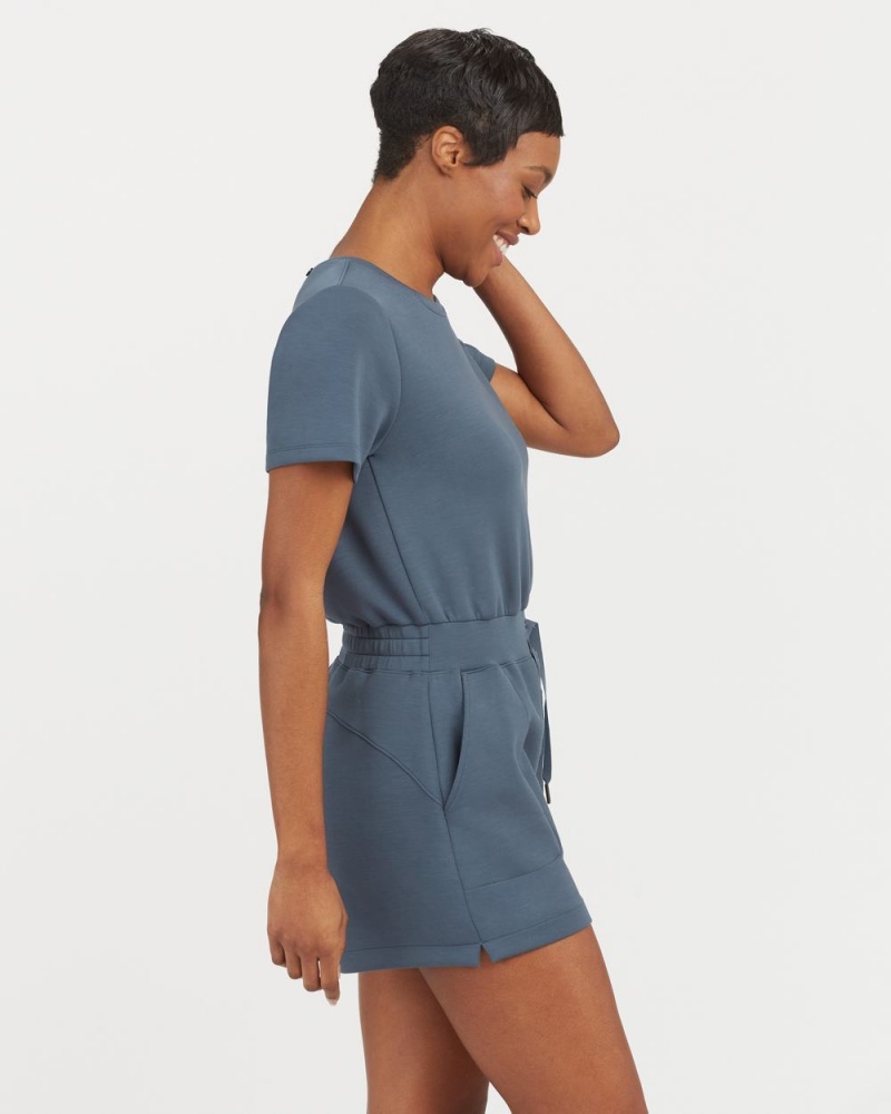 Spanx AirEssentials Short Sleeve Romper Jumpsuits Blue | 27315-EVIM