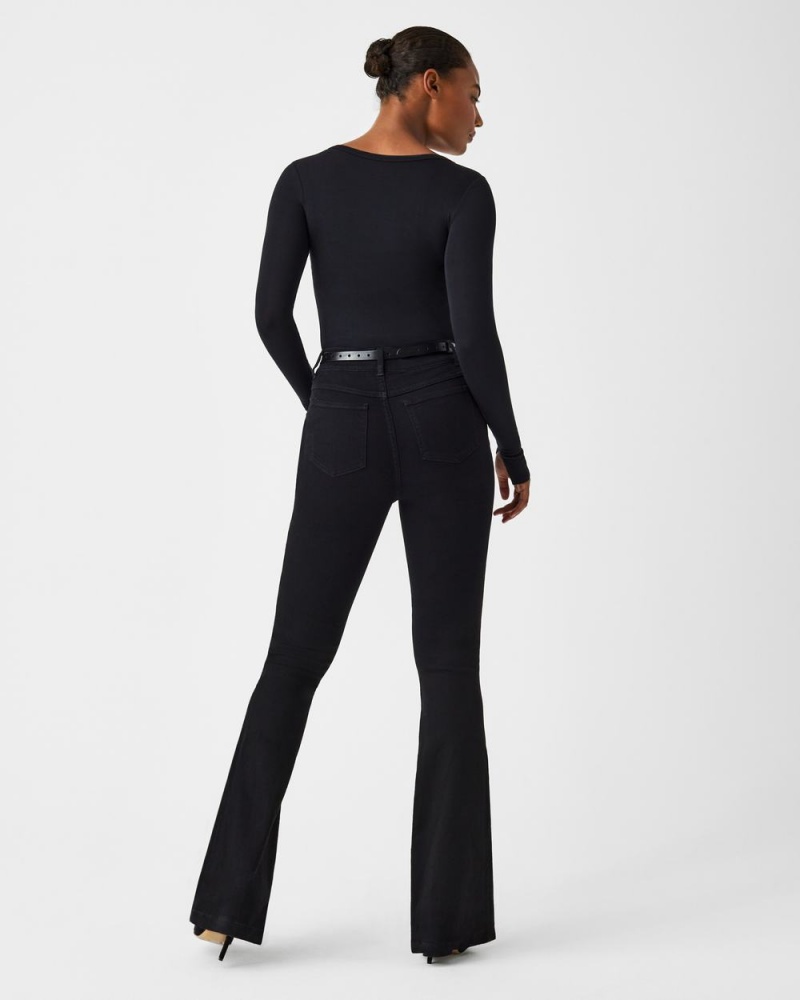 Spanx Better Base Long Sleeve Crew Tops Black | 02156-MCZR