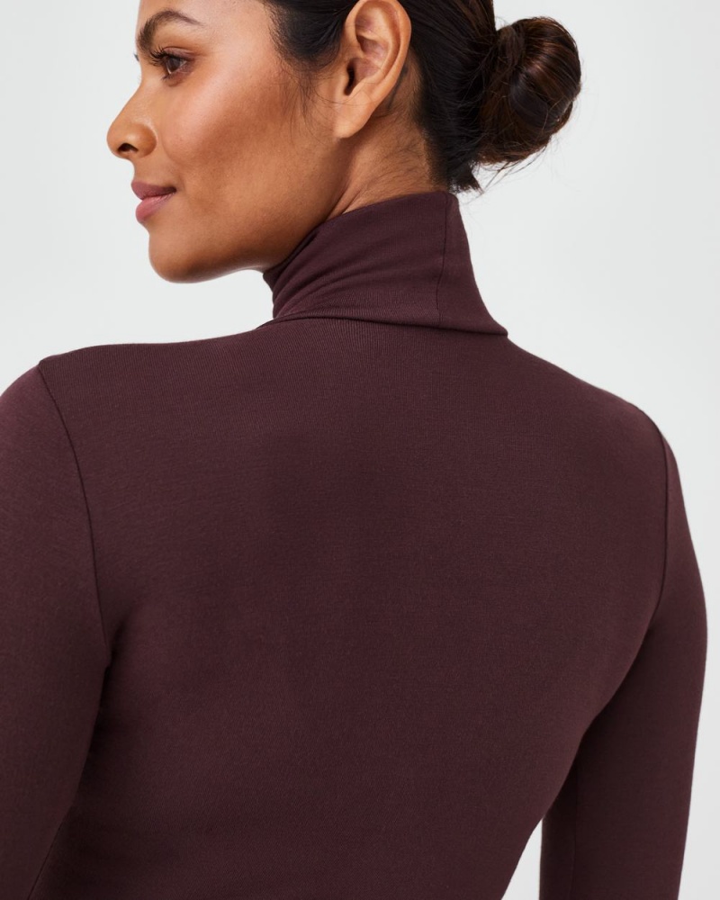 Spanx Better Base Long Sleeve Turtleneck Tops Pink Chocolate | 79326-IRYB