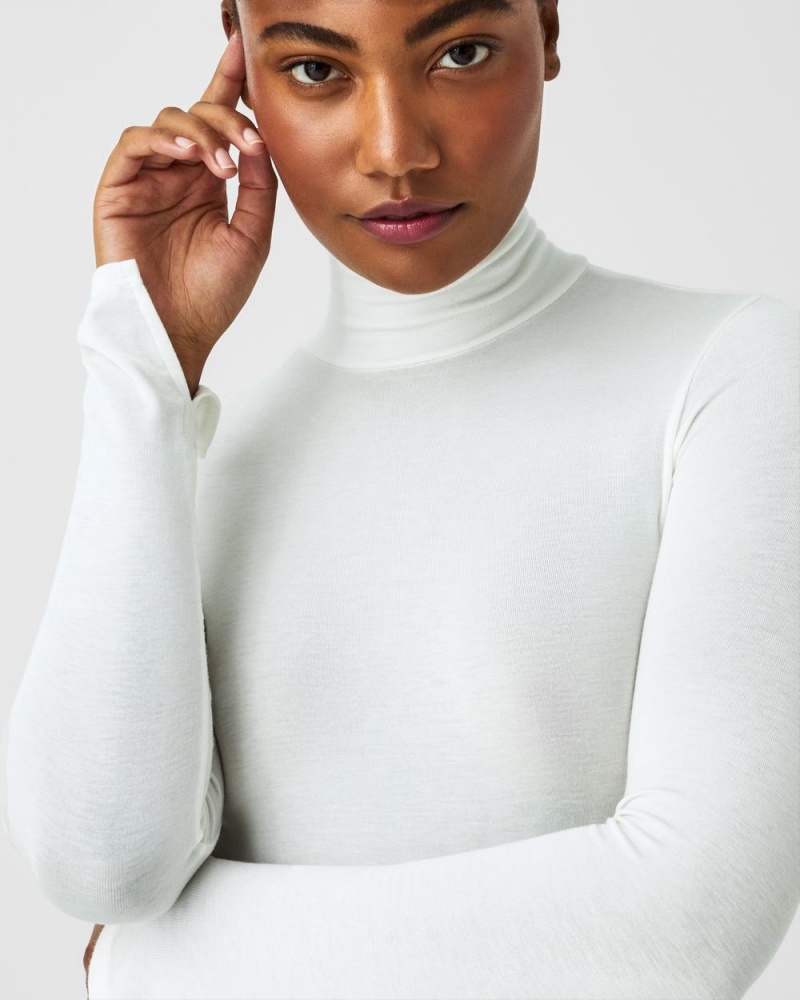 Spanx Better Base Long Sleeve Turtleneck Tops White | 07831-IFLK