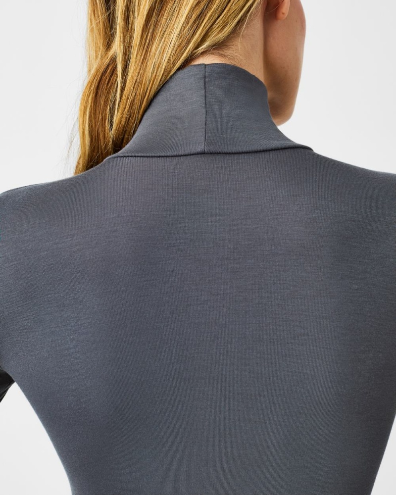 Spanx Better Base Long Sleeve Turtleneck Tops Grey | 27534-AOXD