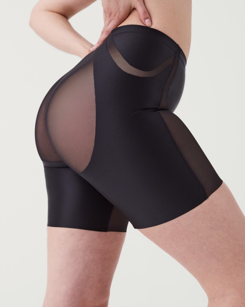 Spanx Booty-Lifting Mid-Thigh Shorts Black | 92150-YQDW