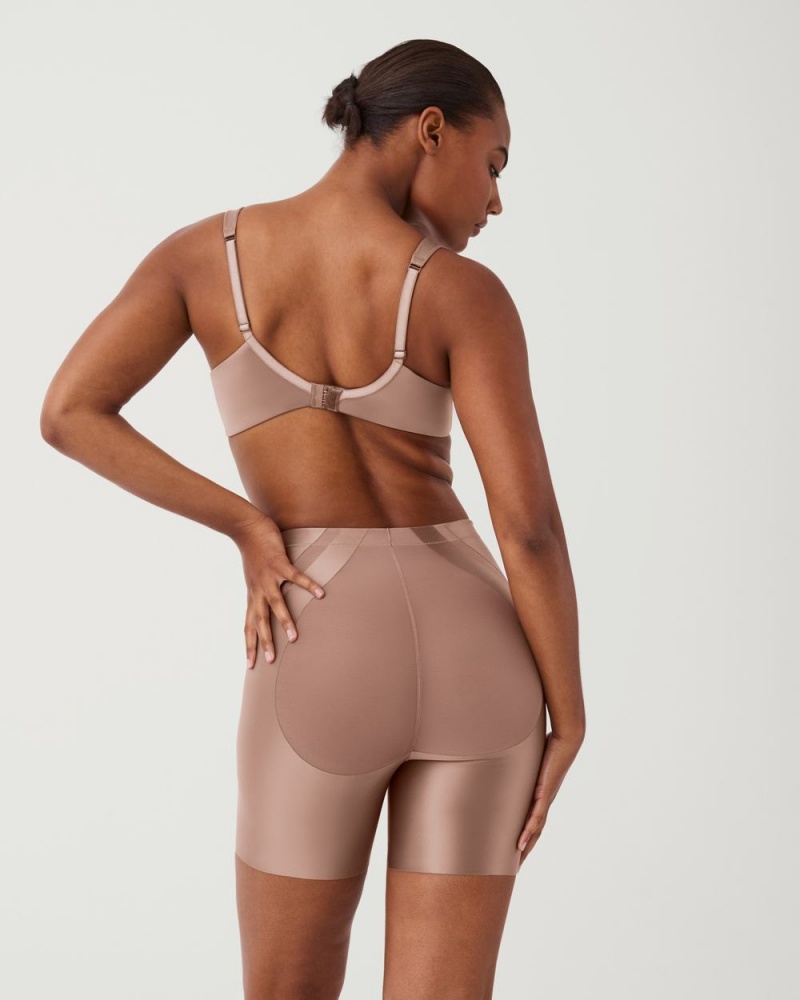 Spanx Booty-Lifting Mid-Thigh Shorts Cafe Au Lait | 61052-AFLX