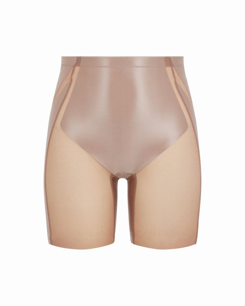 Spanx Booty-Lifting Mid-Thigh Shorts Cafe Au Lait | 61052-AFLX