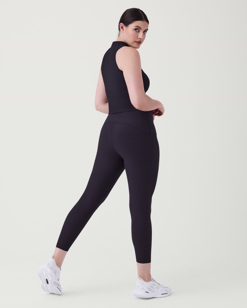 Spanx Booty Boost® Active Contour Rib 7/8 Leggings Black | 05346-XCJU