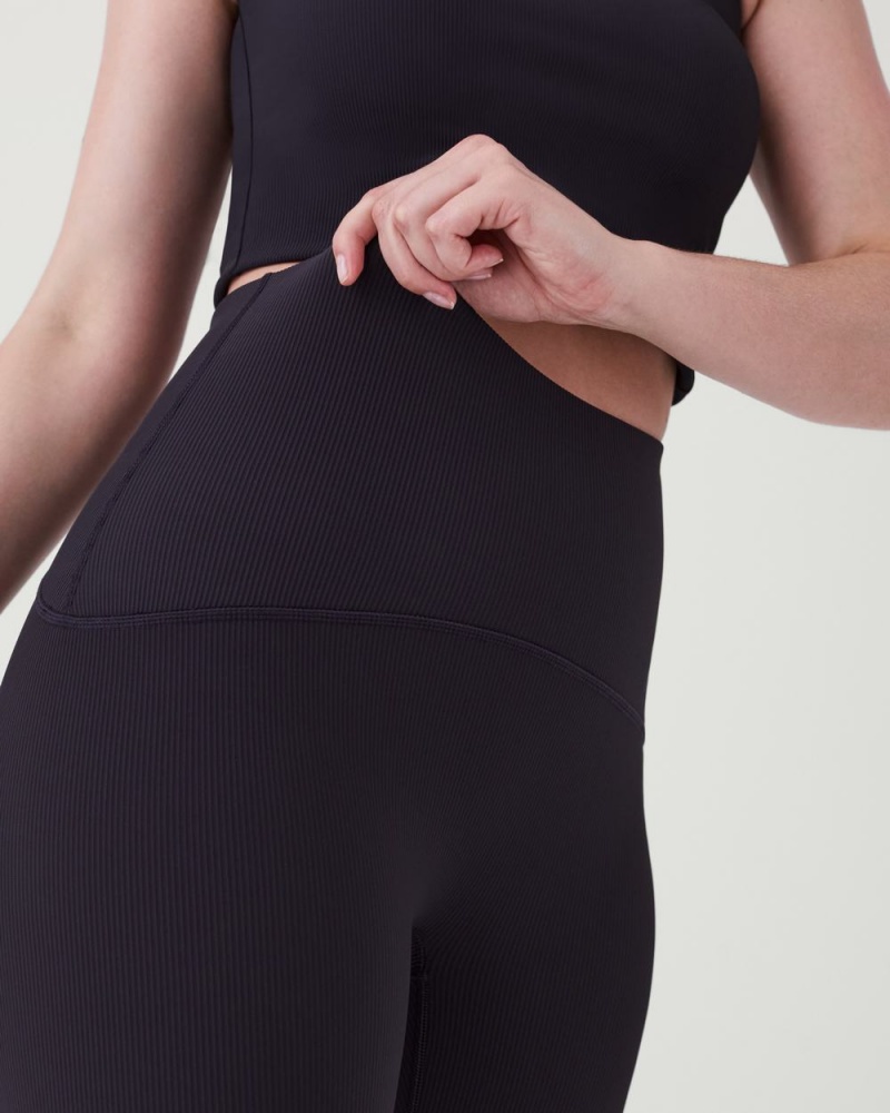 Spanx Booty Boost® Active Contour Rib 7/8 Leggings Black | 05346-XCJU