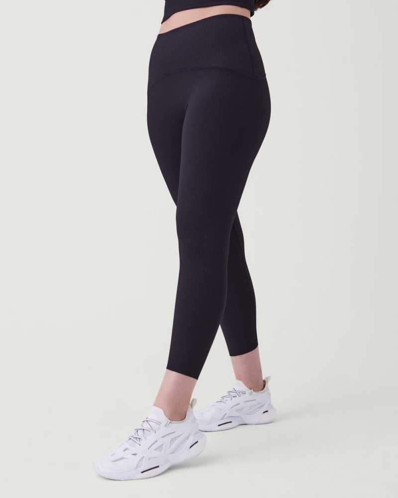 Spanx Booty Boost® Active Contour Rib 7/8 Leggings Black | 05346-XCJU