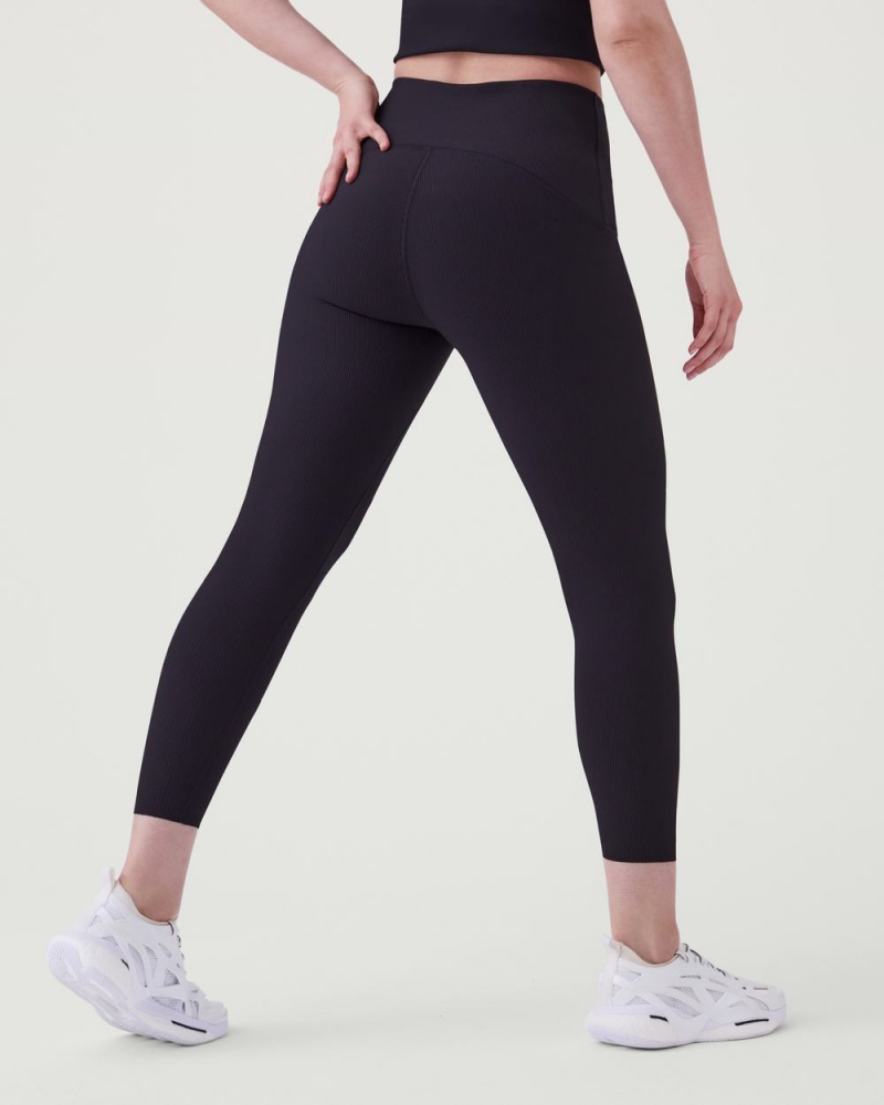 Spanx Booty Boost® Active Contour Rib 7/8 Leggings Black | 05346-XCJU