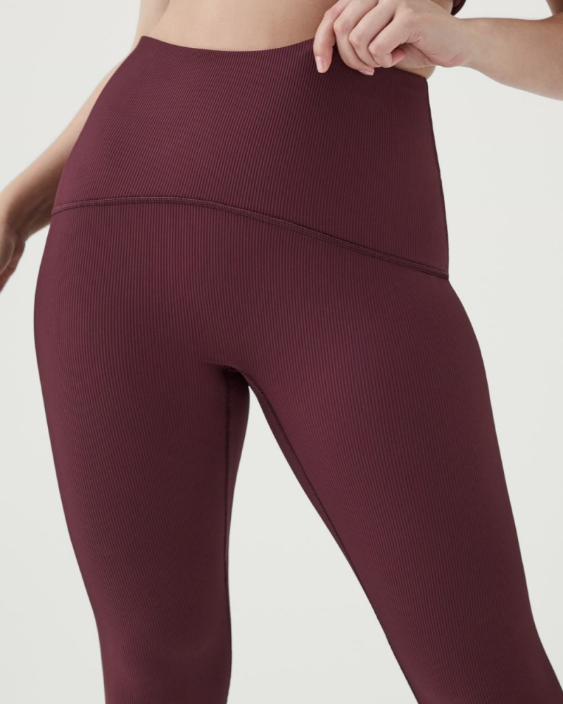 Spanx Booty Boost® Active Contour Rib 7/8 Leggings Burgundy | 73459-AZBY