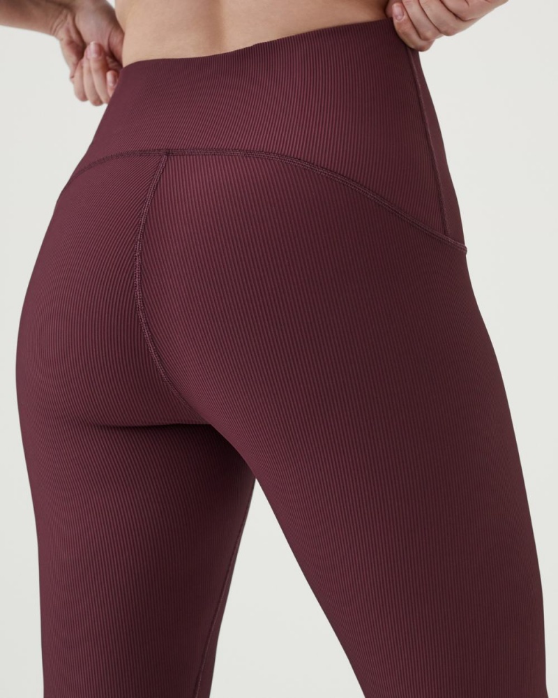 Spanx Booty Boost® Active Contour Rib 7/8 Leggings Burgundy | 73459-AZBY