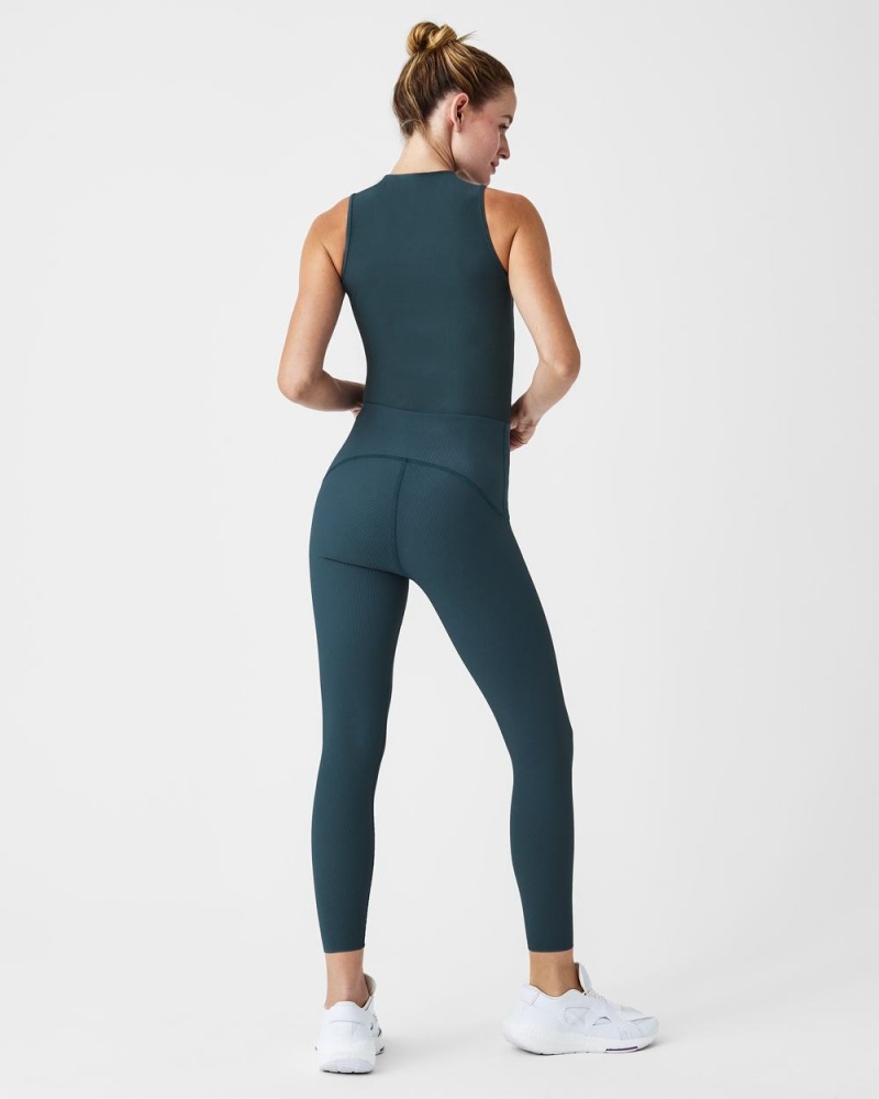 Spanx Booty Boost® Active Contour Rib 7/8 Leggings Dark Blue | 26385-JTKU