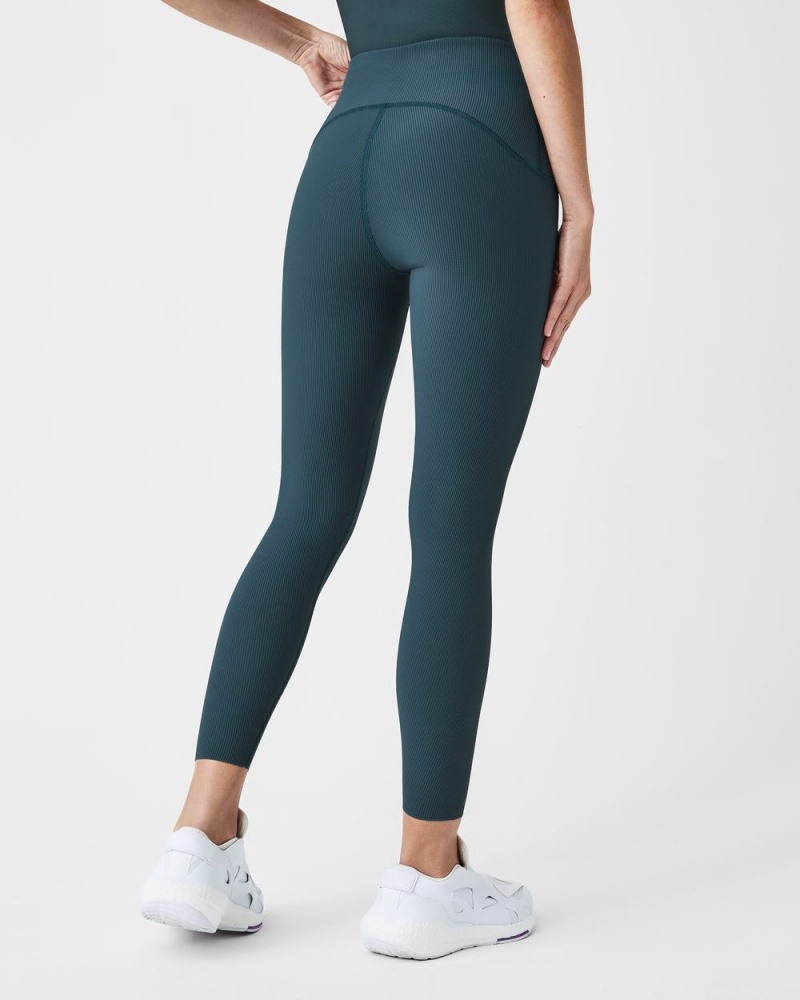 Spanx Booty Boost® Active Contour Rib 7/8 Leggings Dark Blue | 26385-JTKU