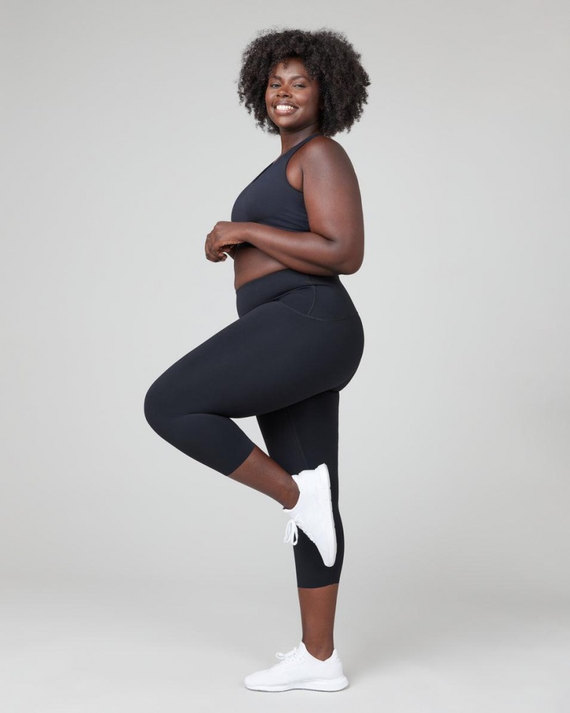 Spanx Booty Boost® Active Cropped Leggings Black | 25087-WOMV