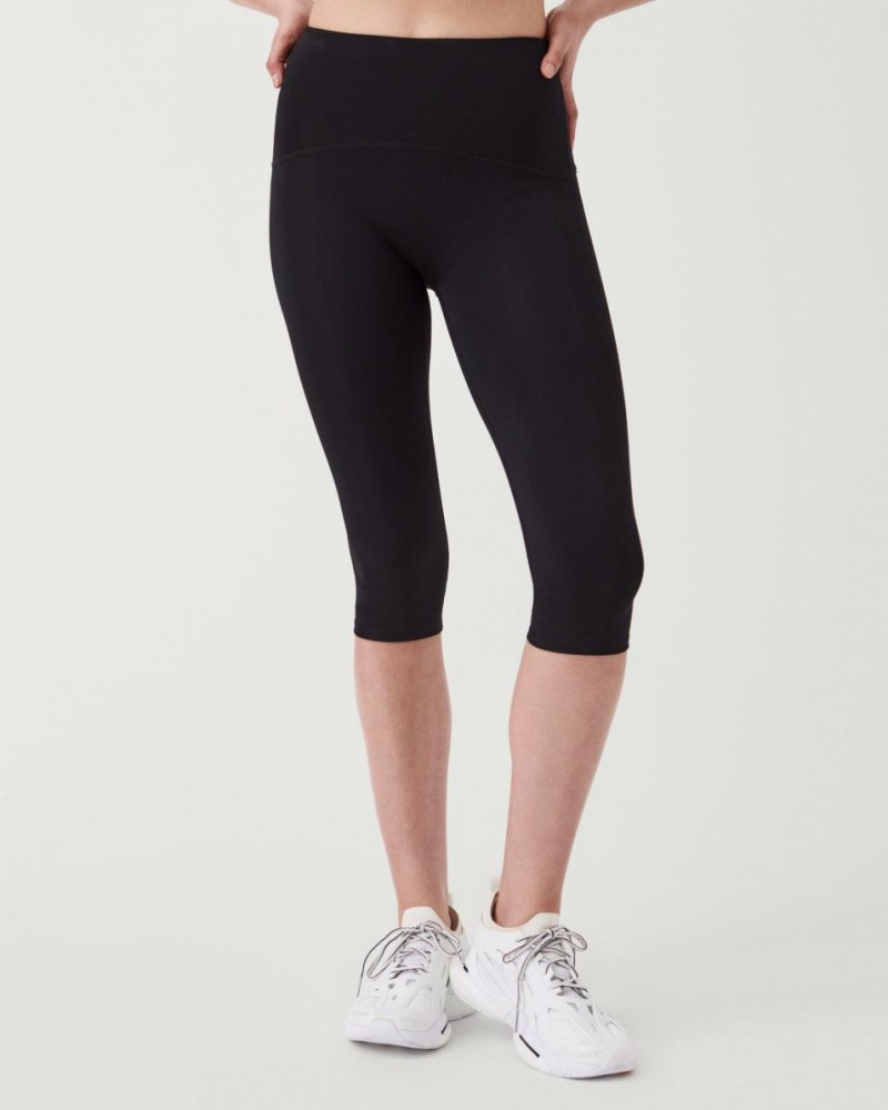 Spanx Booty Boost® Active Knee Leggings Black | 42159-JOBQ