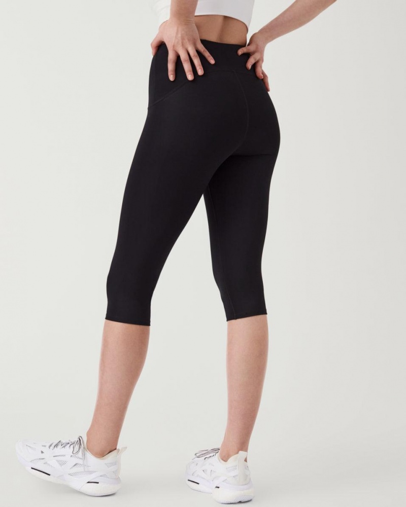 Spanx Booty Boost® Active Knee Leggings Black | 42159-JOBQ