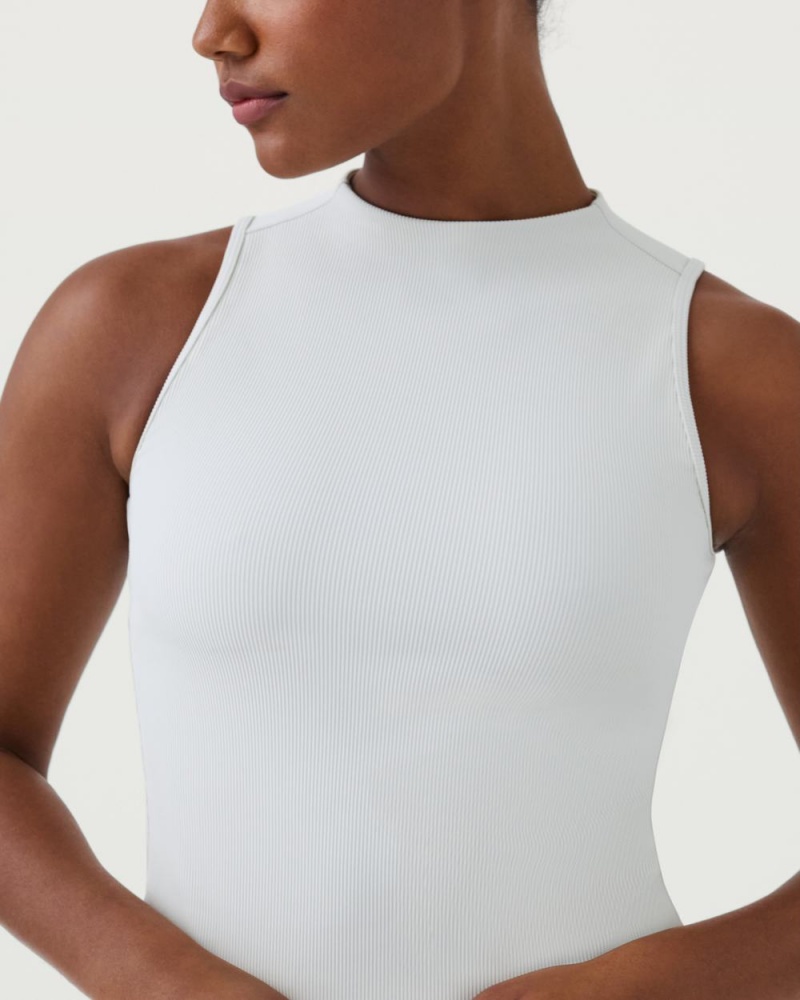 Spanx Contour Rib Mock Neck Tank Top Light Grey | 90284-VEYS