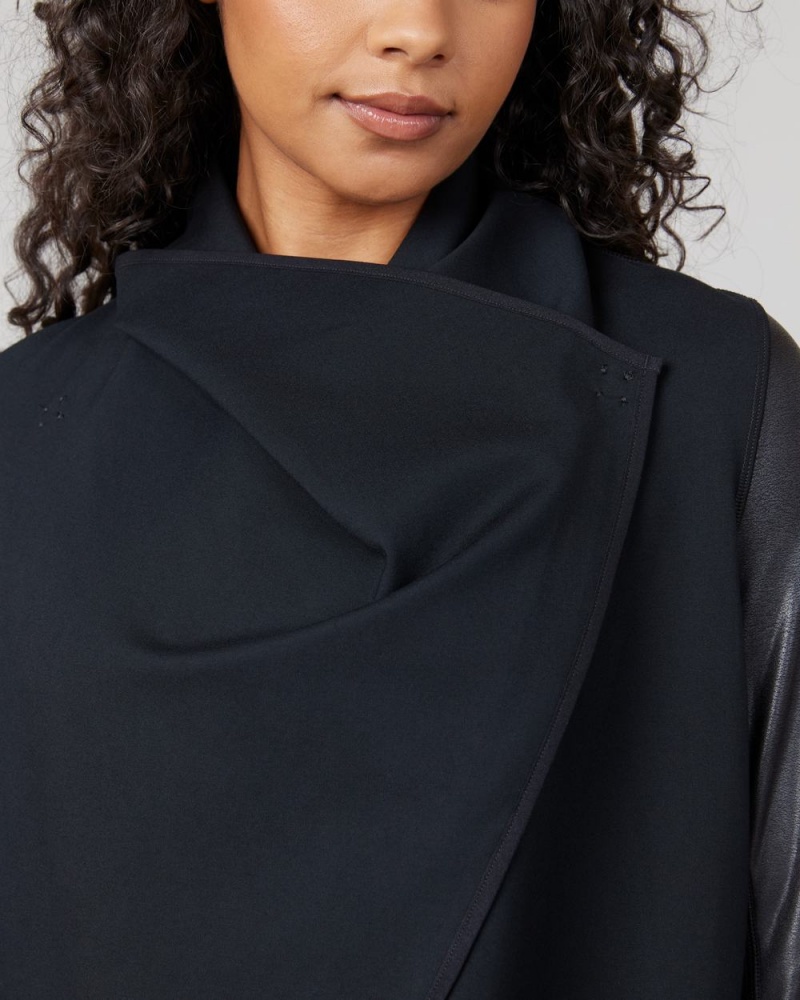 Spanx Drape Front Jackets Black | 35076-YPEW