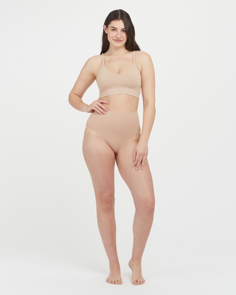 Spanx EcoCare Seamless Shaping Longline Bras Beige | 08596-EJTD