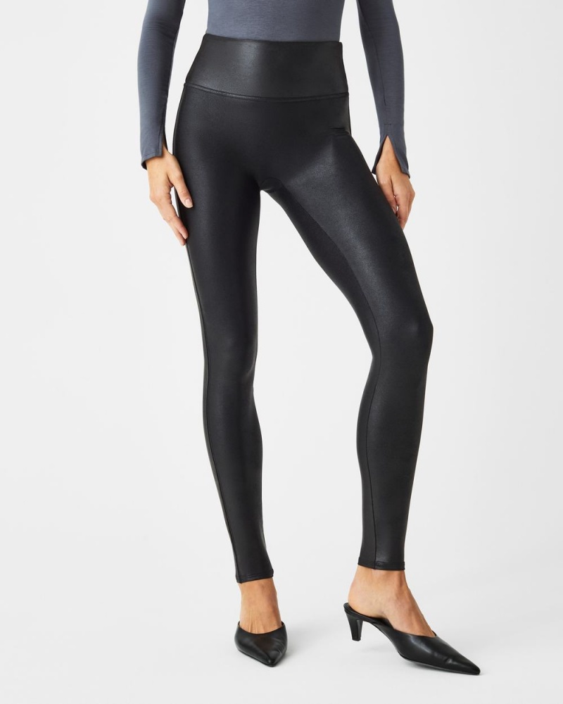 Spanx Faux Leather Leggings Black | 17083-FBXJ