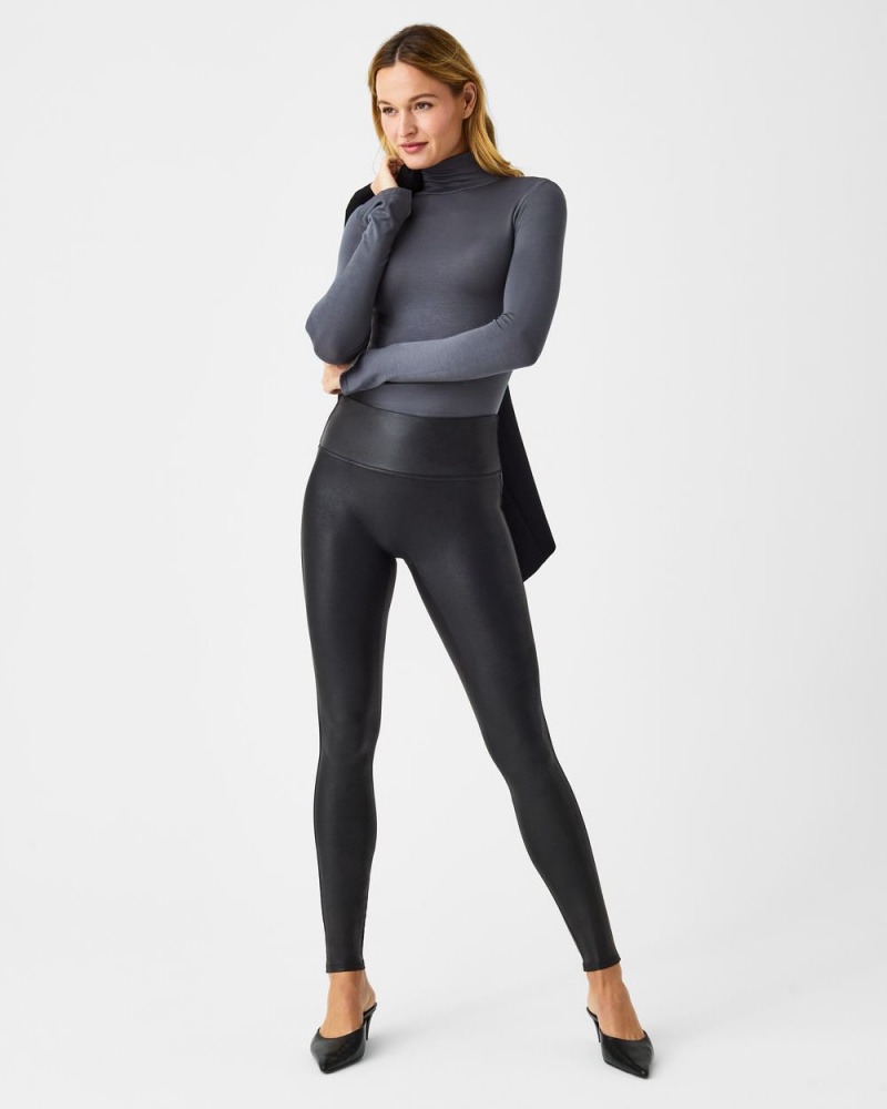 Spanx Faux Leather Leggings Black | 17083-FBXJ