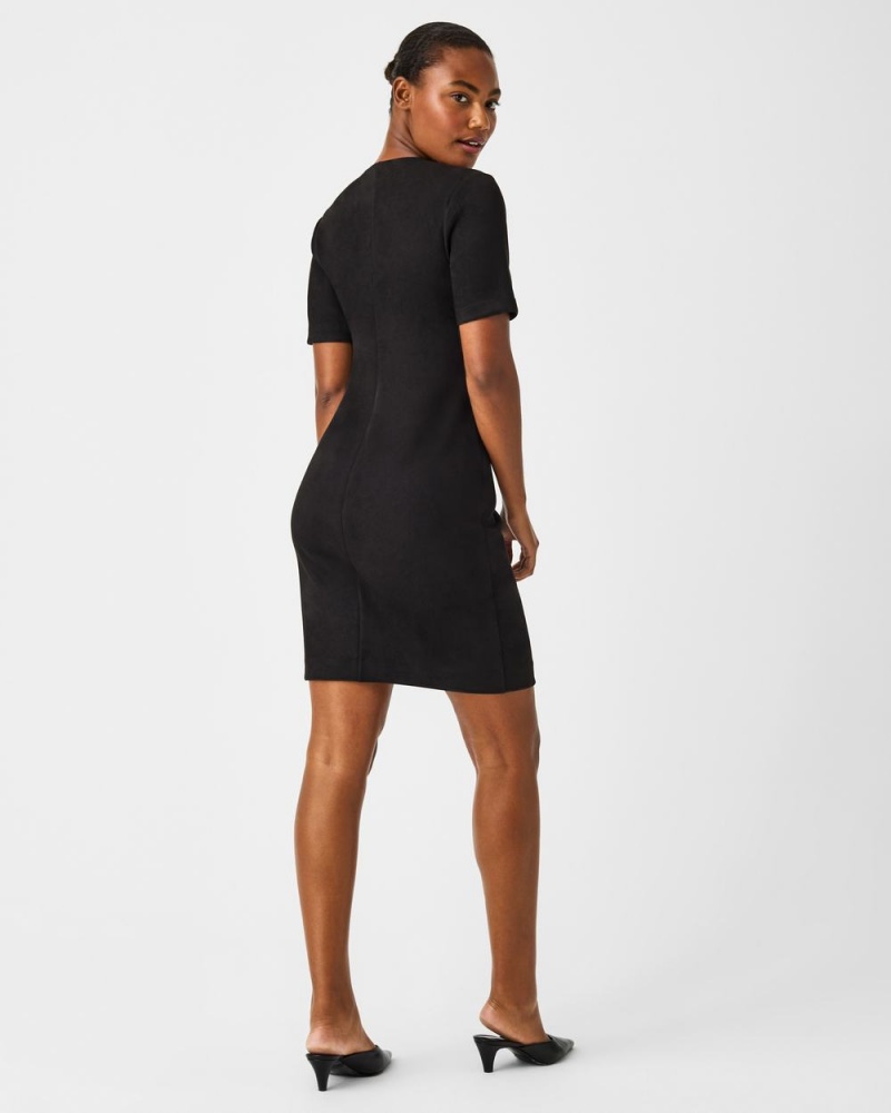 Spanx Faux Suede Column Dresses Black | 80512-EQRA