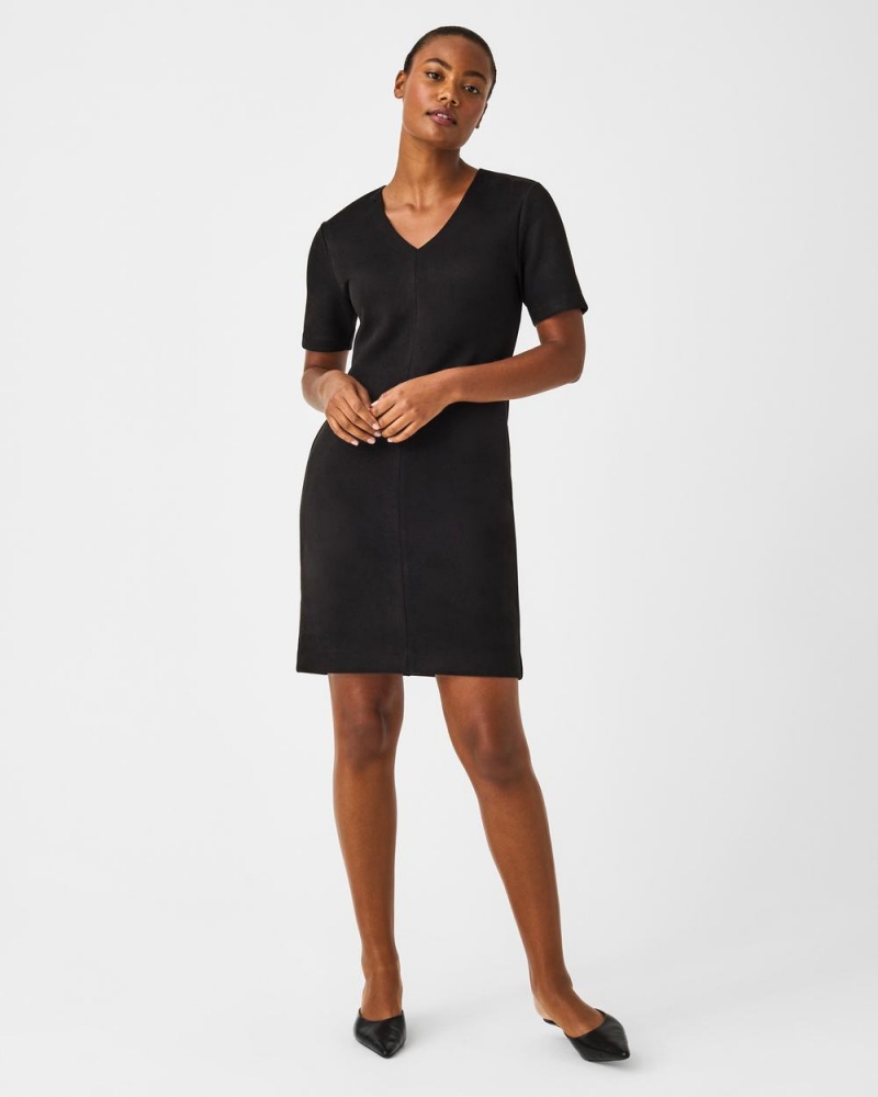 Spanx Faux Suede Column Dresses Black | 80512-EQRA