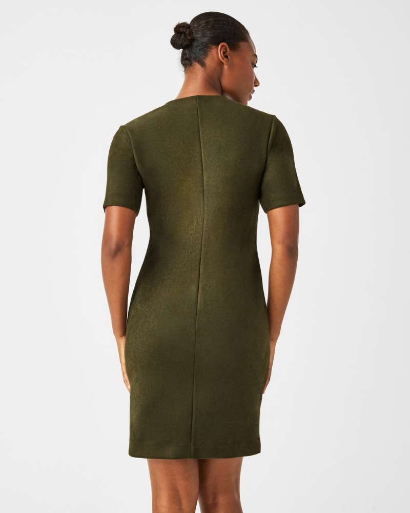 Spanx Faux Suede Column Dresses Green | 73254-KEXB