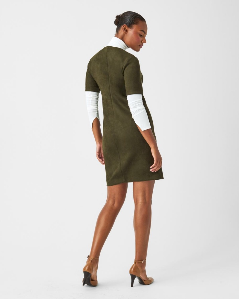 Spanx Faux Suede Column Dresses Green | 73254-KEXB