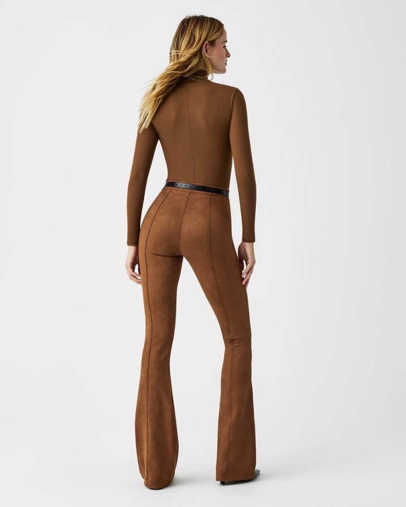 Spanx Faux Suede Flare Pants Brown | 39758-DOFW