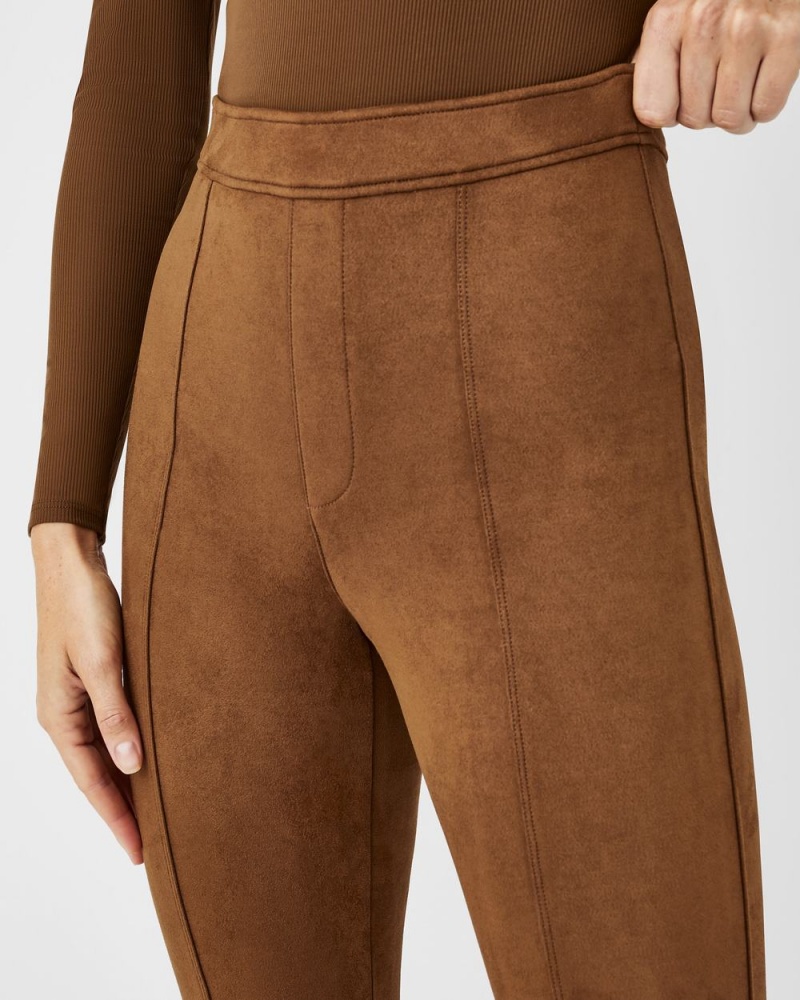 Spanx Faux Suede Flare Pants Brown | 39758-DOFW