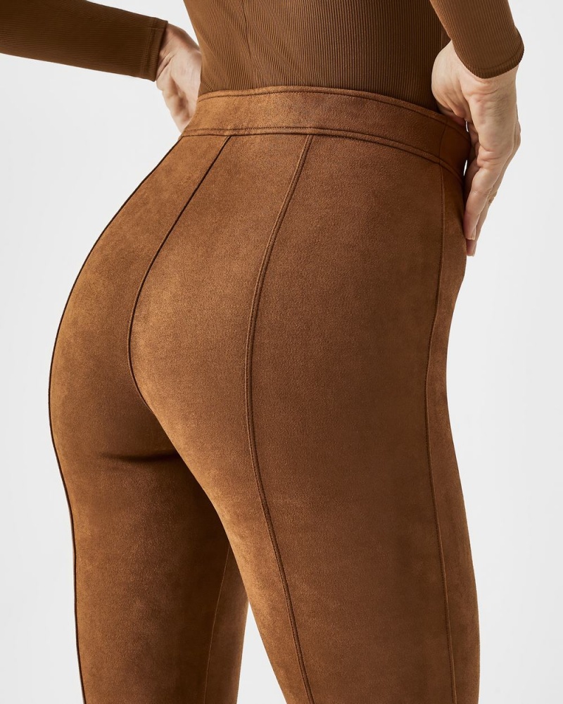 Spanx Faux Suede Flare Pants Brown | 39758-DOFW