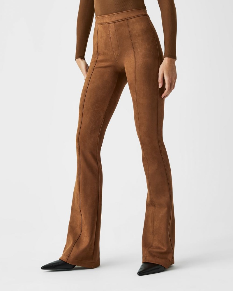 Spanx Faux Suede Flare Pants Brown | 39758-DOFW