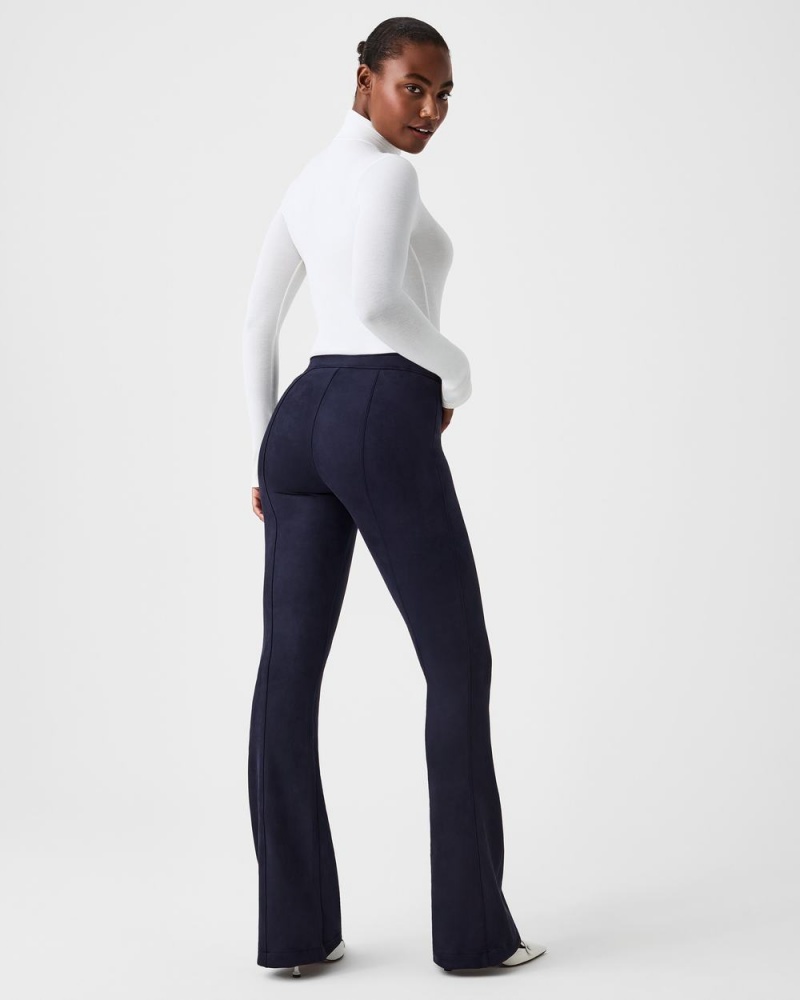 Spanx Faux Suede Flare Pants Navy | 37924-KQJL