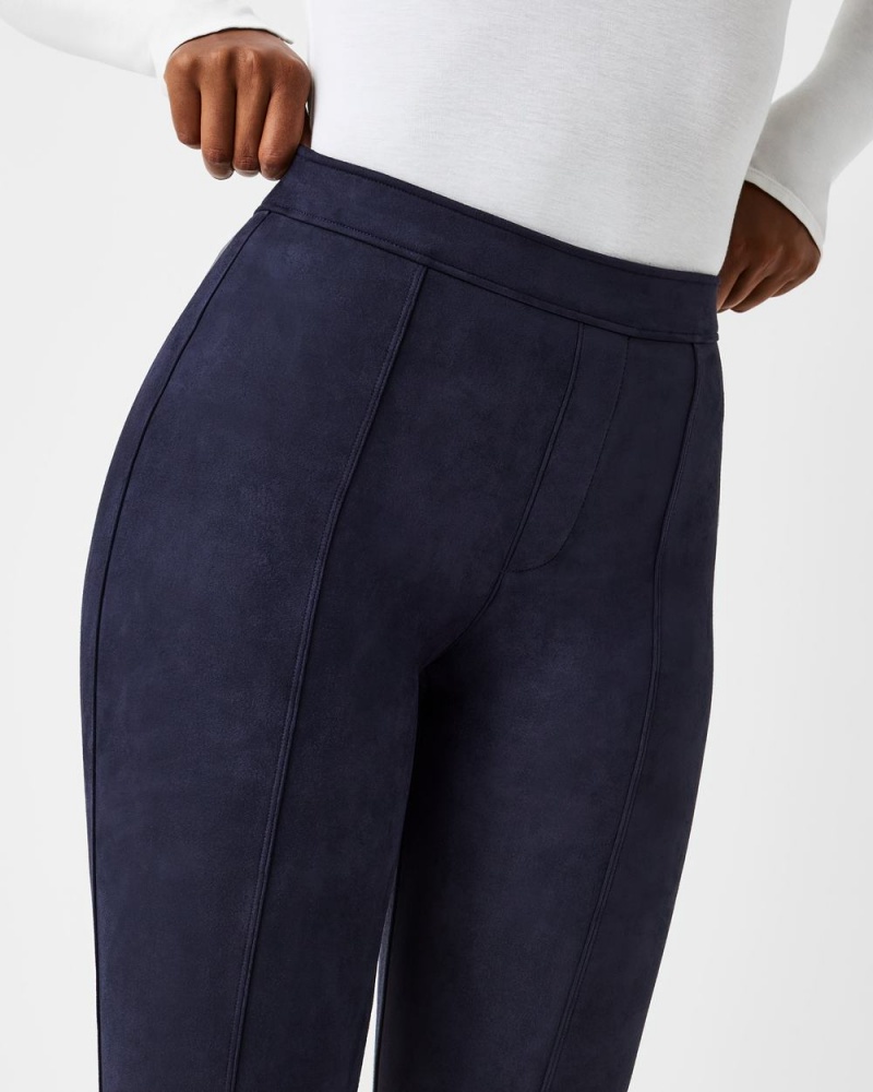 Spanx Faux Suede Flare Pants Navy | 37924-KQJL