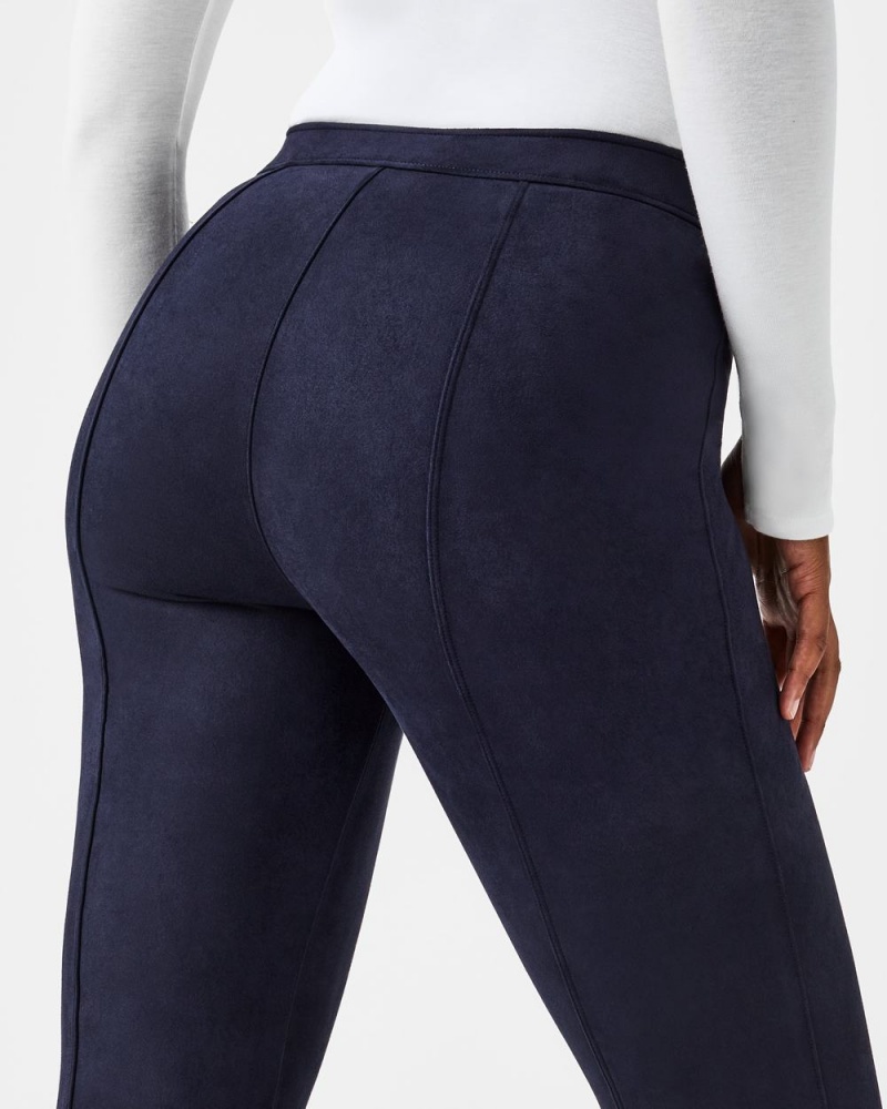 Spanx Faux Suede Flare Pants Navy | 37924-KQJL