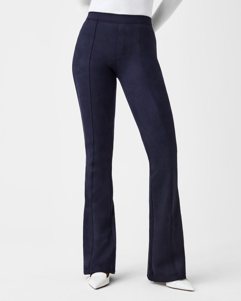 Spanx Faux Suede Flare Pants Navy | 37924-KQJL