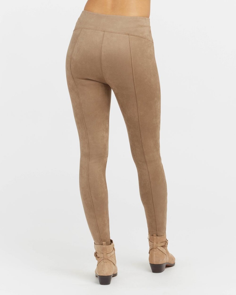 Spanx Faux Suede Leggings Brown | 84295-WEYZ