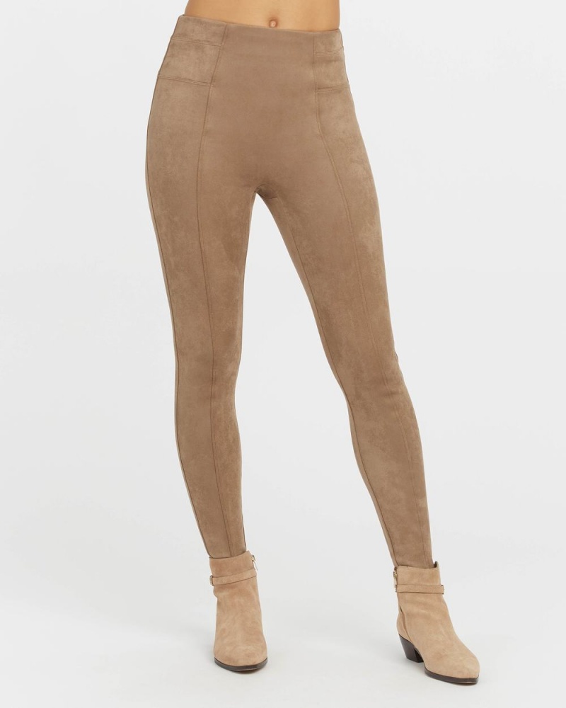 Spanx Faux Suede Leggings Brown | 84295-WEYZ