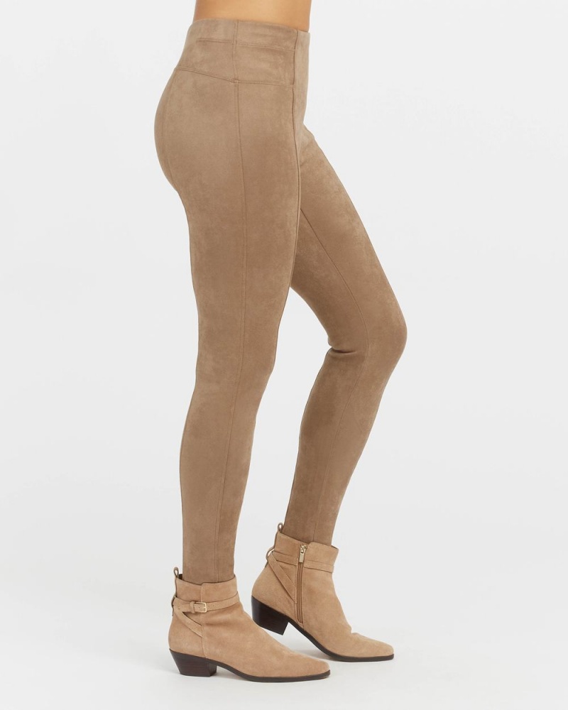 Spanx Faux Suede Leggings Brown | 84295-WEYZ