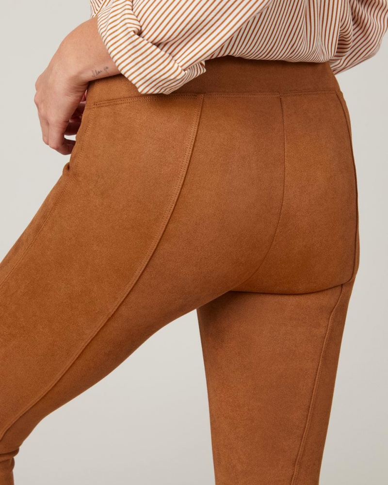 Spanx Faux Suede Leggings Brown | 96207-FCMB