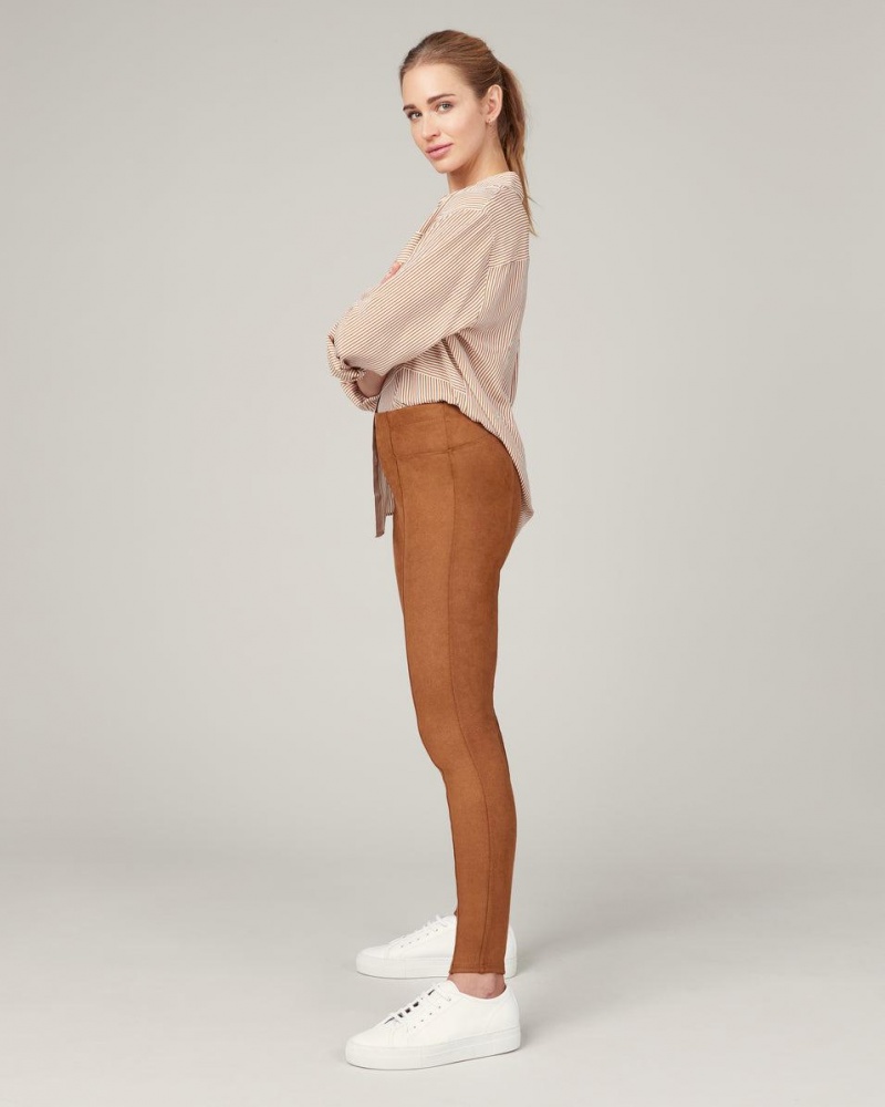 Spanx Faux Suede Leggings Brown | 96207-FCMB