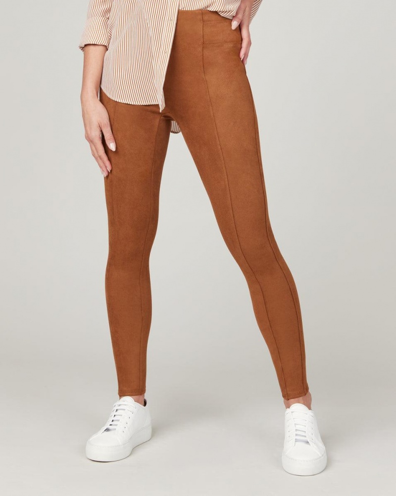 Spanx Faux Suede Leggings Brown | 96207-FCMB