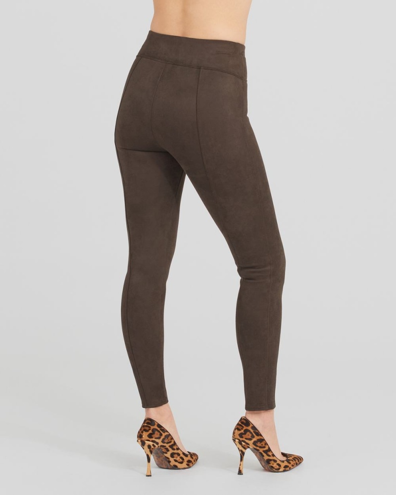 Spanx Faux Suede Leggings Chocolate Brown | 35981-XQRK