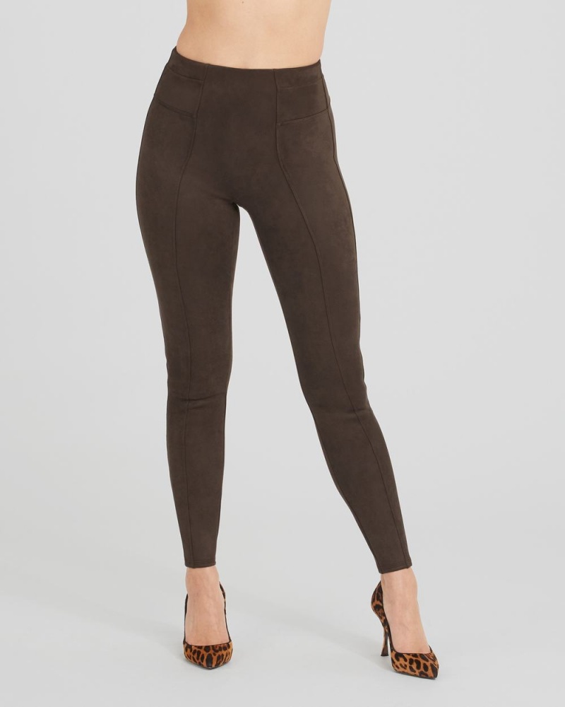 Spanx Faux Suede Leggings Chocolate Brown | 35981-XQRK