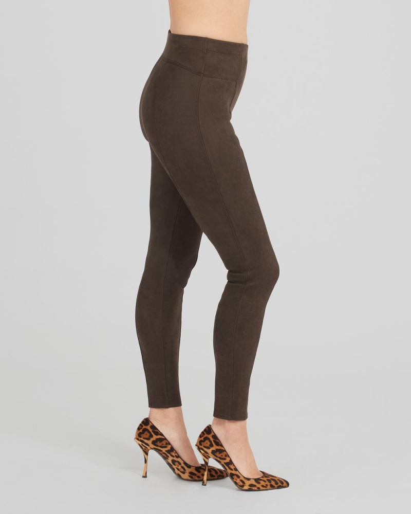 Spanx Faux Suede Leggings Chocolate Brown | 35981-XQRK