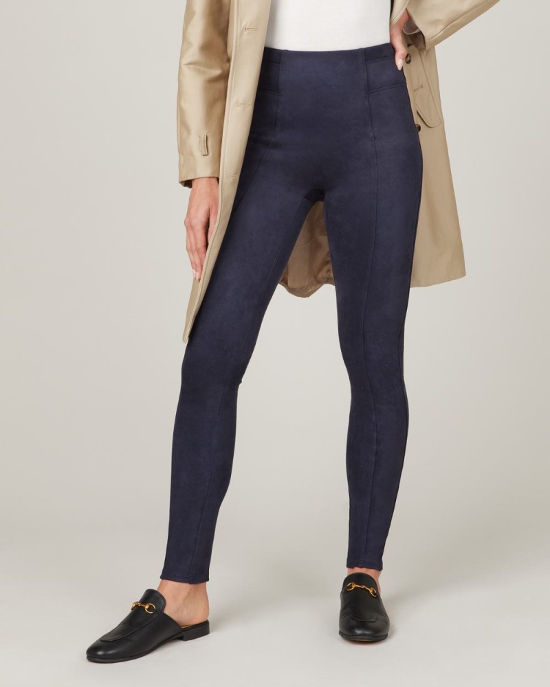 Spanx Faux Suede Leggings Navy | 51273-JNZS